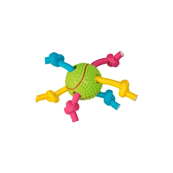 Nayeco-Juguete-Perros-Tenis-Goma-Cuerda-Tricolor Pelota Con Cuerdas